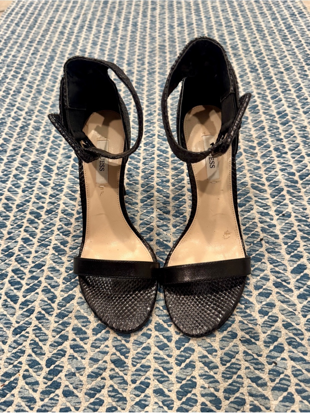 Guess Black Open-Toe Ankle-Strap Heels